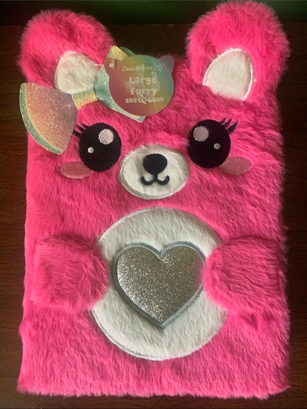 NWT Chase WONDER Pink Large Furry Sketchbook